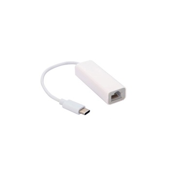 Adaptor USB 3.1 Type C tata la RJ45 mama, Enthernet, Alb Adaptor USB 3.1 Type C tata la RJ45 mama, Enthernet, Alb