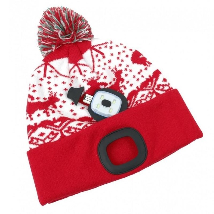 Акумулаторна LED шапка, Strend Pro Xmas, USB, 4xSMD, Li-Ion