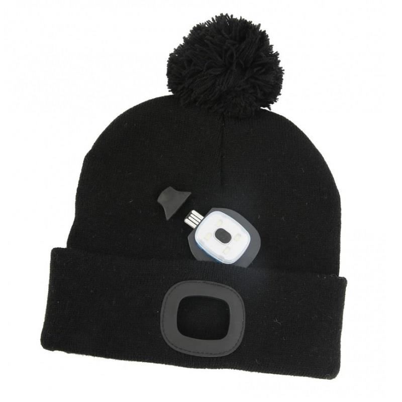 Caciula cu led reincarcabila, Strend Pro Kid Negru, USB, 4xSMD, Li-Ion