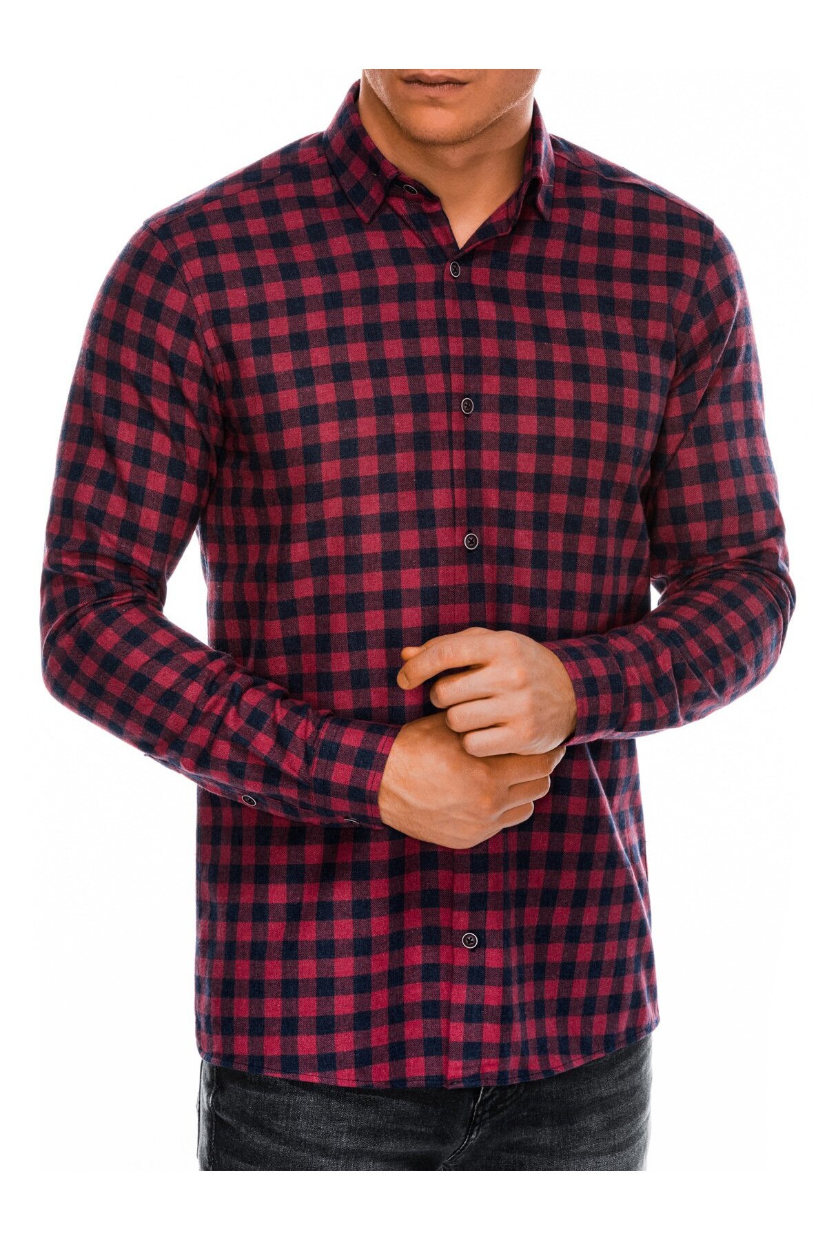 Camasa casual barbati K509-rosu, Rosu, S