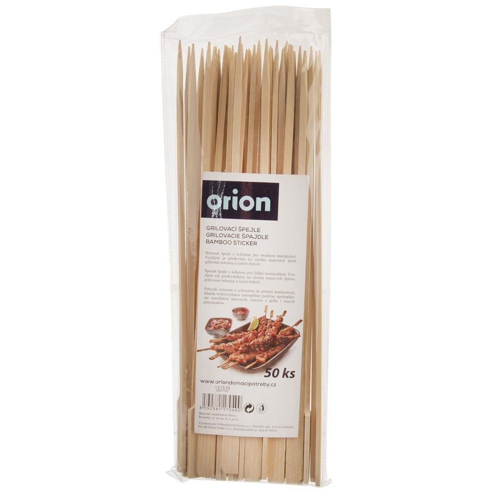 Set 50 scobitori frigarui, Orion, Bambus, 25 cm, Maro