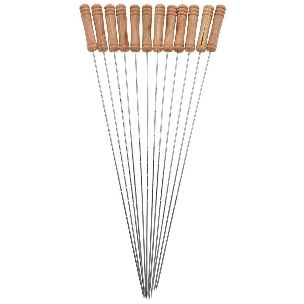 Set 12 tepuse frigarui BBQ, Otel, 38 cm, Maro/Argintiu