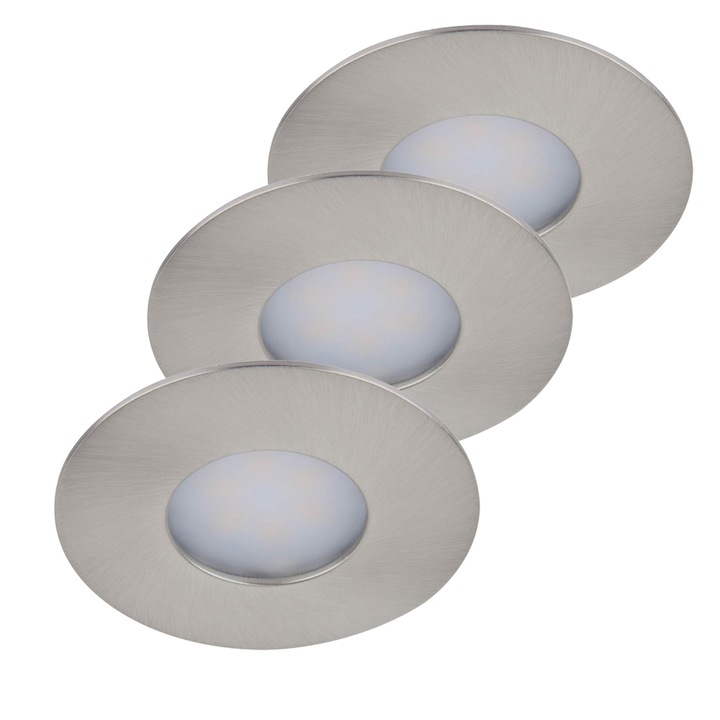 Set 3 lampi LED, Flector, 3x250lm, 2.3W, 220-240V, 30000h, 2700K, Energy A+, Alb cald, Argintiu