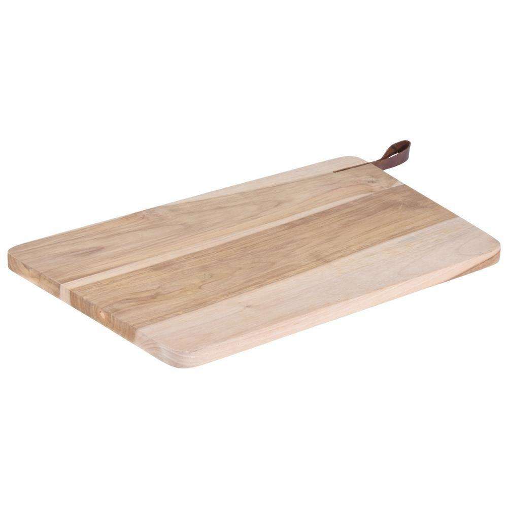 Tocator pentru bucatarie Excellent Houseware, Lemn de tec, 40x25 cm, Maro