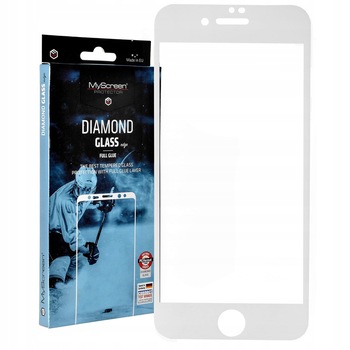 Folie protectoare, Sticla, Diamond Glass Full Glue, MyScreen Protector, pentru iPhone 8/7, Cadru alb, Transparent Folie protectoare, Sticla, Diamond Glass Full Glue, MyScreen Protector, pentru iPhone 8/7, Cadru alb, Transparent
