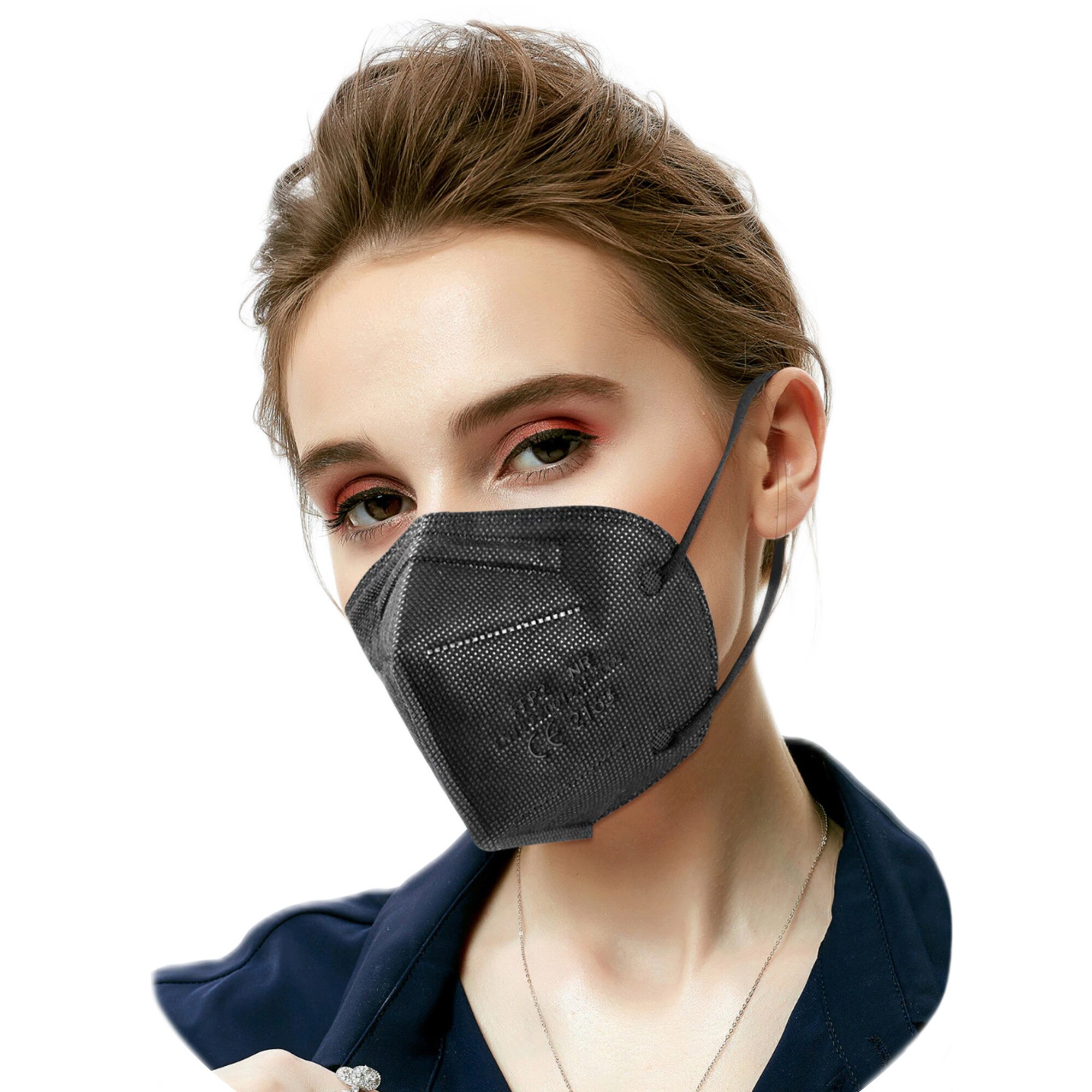 Set 20 buc Masti FFP2 de protectie, 5 straturi, BFE ≥95%, ambalate individual, Certificate CE 2163 NR (KN95), Negru