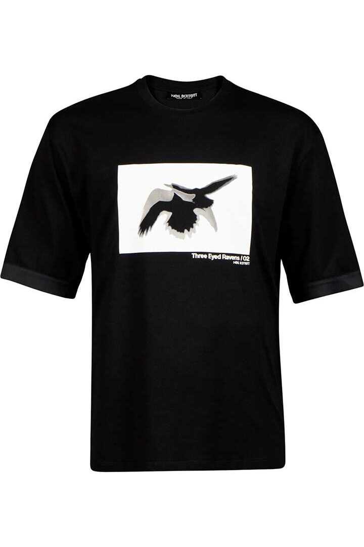 Tricou Barbati Neil Barrett Three Eyed Ravens 02 Series BJT030S-R548S-1118, Negru