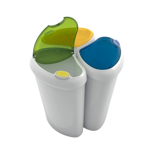 Set 3 cosuri pentru colectare selectiva Keter Lotus, 3 x 30 L, multicolor