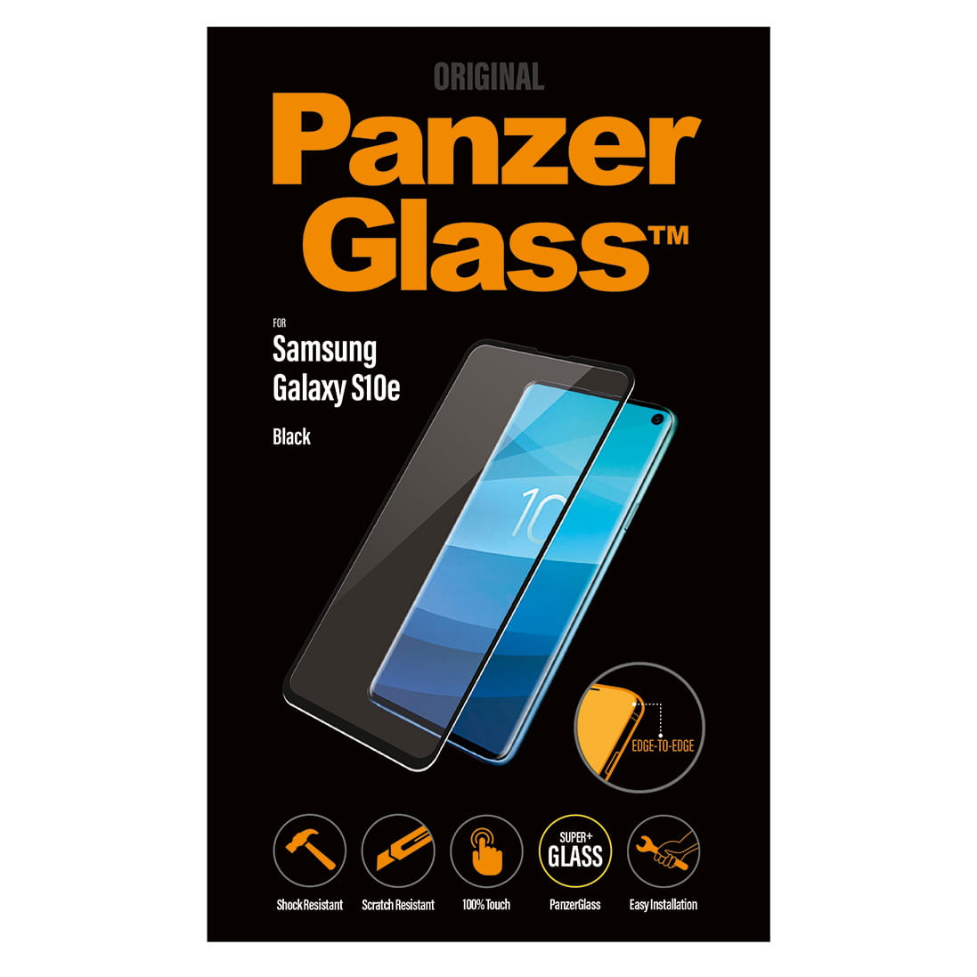 Folie din sticla securizata, PanzerGlass, pentru Samsung Galaxy S10e, Cadru negru, Transparent
