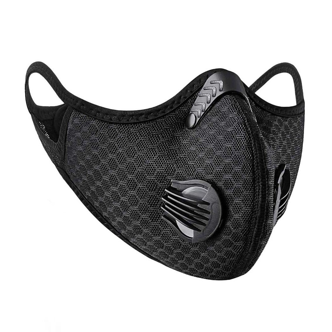 Masca protectie faciala, sport cu 10 filtre, Victory Respire, 2 straturi, din poliester/bumbac, negru