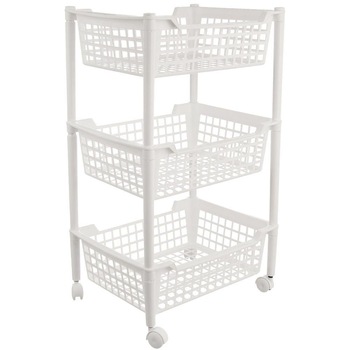 Carucior organizator din plastic Orion, 3 nivele, Alb Carucior organizator din plastic Orion, 3 nivele, Alb