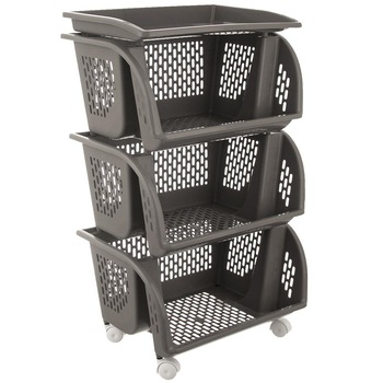 Carucior organizator cu 4 nivele Orion, Plastic, Gri Carucior organizator cu 4 nivele Orion, Plastic, Gri