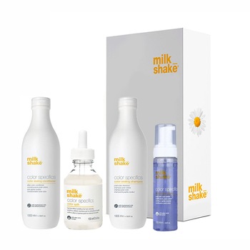 Kit pentru fixarea si mentinerea culorii Milk Shake Color Specifics Sampon 1000 ml, Balsam 1000 ml, Aditiv de colorare 100 ml, Spray 200 ml Kit pentru fixarea si mentinerea culorii Milk Shake Color Specifics Sampon 1000 ml, Balsam 1000 ml, Aditiv de colorare 100 ml, Spray 200 ml