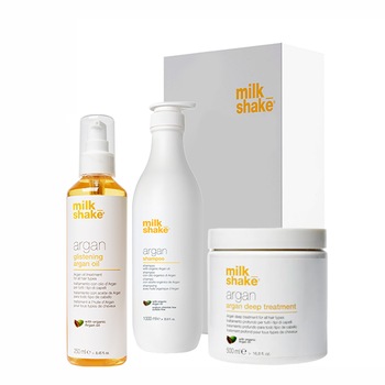 Kit pentru hidratare si reparare Milk Shake Argan Oil Sampon 1000 ml, Masca 500 ml, Ulei 250 ml Kit pentru hidratare si reparare Milk Shake Argan Oil Sampon 1000 ml, Masca 500 ml, Ulei 250 ml