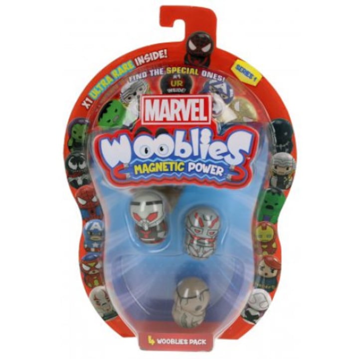 Set 4 figurine magnetice, Wooblies Marvel, 8 cm, multicolor