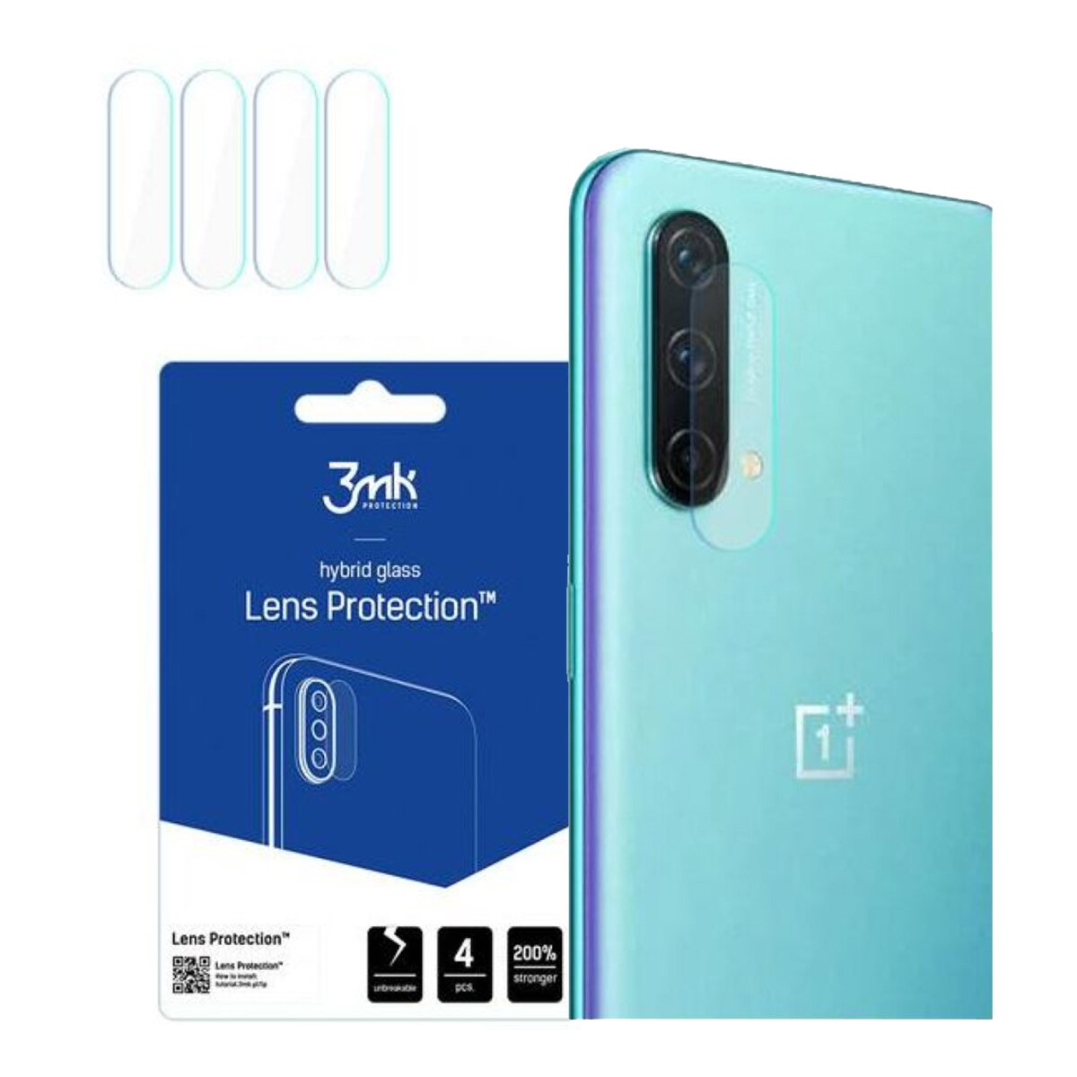 Folie Protectie Camera Foto pentru OnePlus Nord CE 5G, 3MK Flexible Glass, Transparent