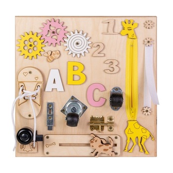 Placa senzoriala busy board, multiactivitati 3D, din lemn, 30 x 30 cm Placa senzoriala busy board, multiactivitati 3D, din lemn, 30 x 30 cm