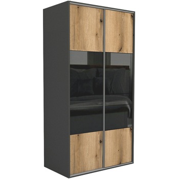 Dressing Genarom LEX B, Stejar Wotan / Negru Lucios M, 151 x 240 x 66 cm Dressing Genarom LEX B, Stejar Wotan / Negru Lucios M, 151 x 240 x 66 cm