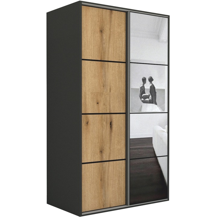 Dressing Genarom LEX D, Stejar Wotan / Oglinda L, 151 x 240 x 66 cm