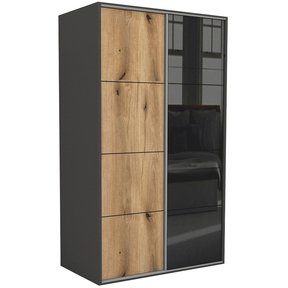 Dressing Genarom LEX D, Stejar Wotan / Negru Lucios L, 151 x 240 x 66 cm