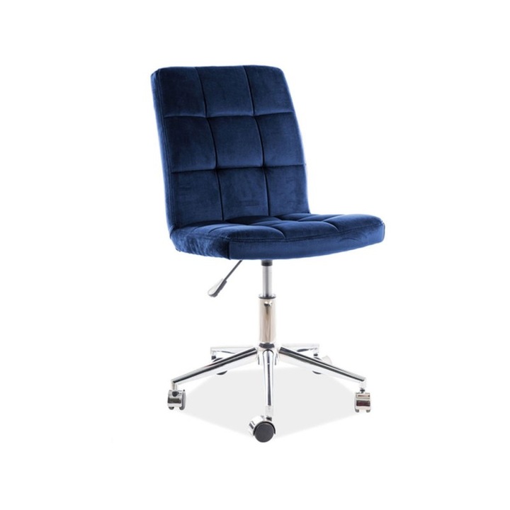 Scaun birou SL Q020, Ergonomic, Stofa, Ajustabil pe inaltime, Rotatie 360°, H 97 cm, Sarcina max 90 Kg, Albastru