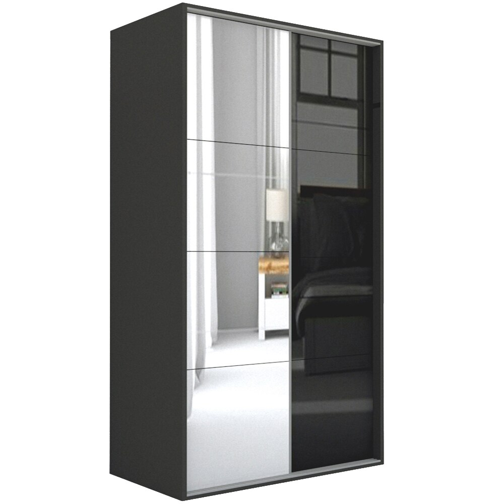 Dressing Genarom LEX C, Oglinda / Negru Lucios, 151 x 240 x 66 cm