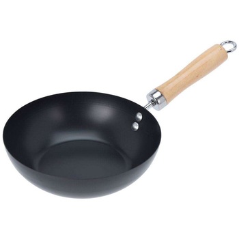 Tigaie Wok, Excellent Houseware, Otel carbon, 20 cm, Negru Tigaie Wok, Excellent Houseware, Otel carbon, 20 cm, Negru