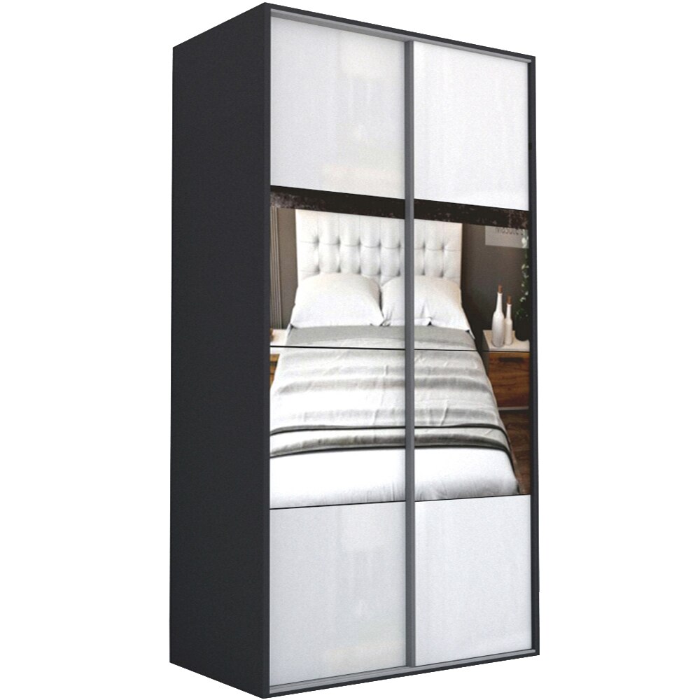 Dressing Genarom LEX B, Gri Lucios / Oglinda M, 151 x 240 x 66 cm