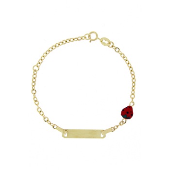 Bratara copii aur 14 k cu placuta si capsuna Bratara copii aur 14 k cu placuta si capsuna