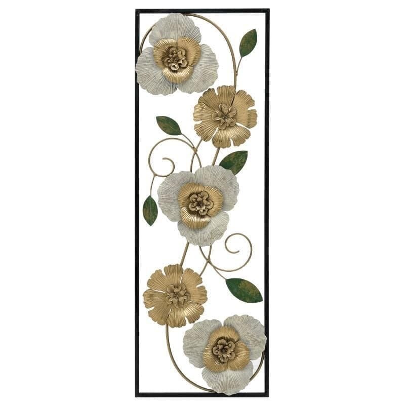 Decoratiune perete Golden Flowers, Charisma, Metal, 30Χ3Χ90