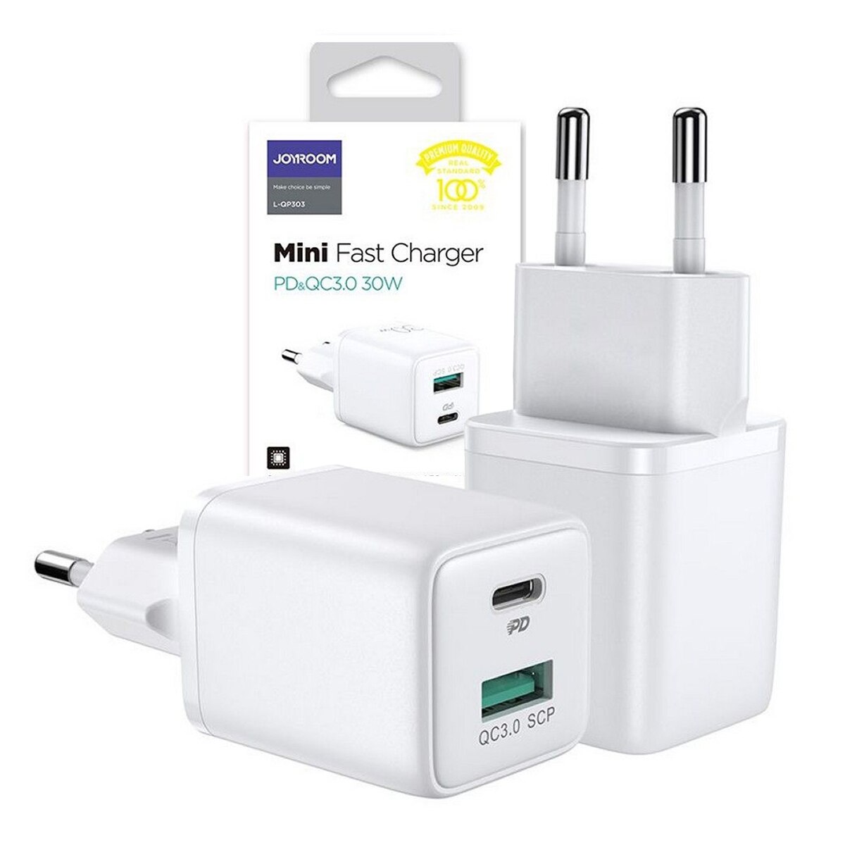 Incarcator retea Joyroom, L-QP303, Dual Port, PD/QC3.0, 30W, Alb