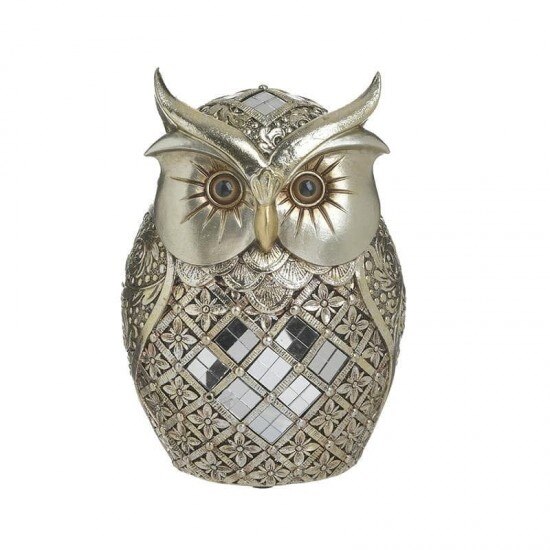 Decoratiune Bufnita Golden Silver din Rasina, 12x18cm