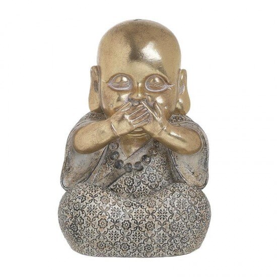 Decoratiune Figurina Golden Budha din Rasina, nu vorbeste, 16x15x22cm