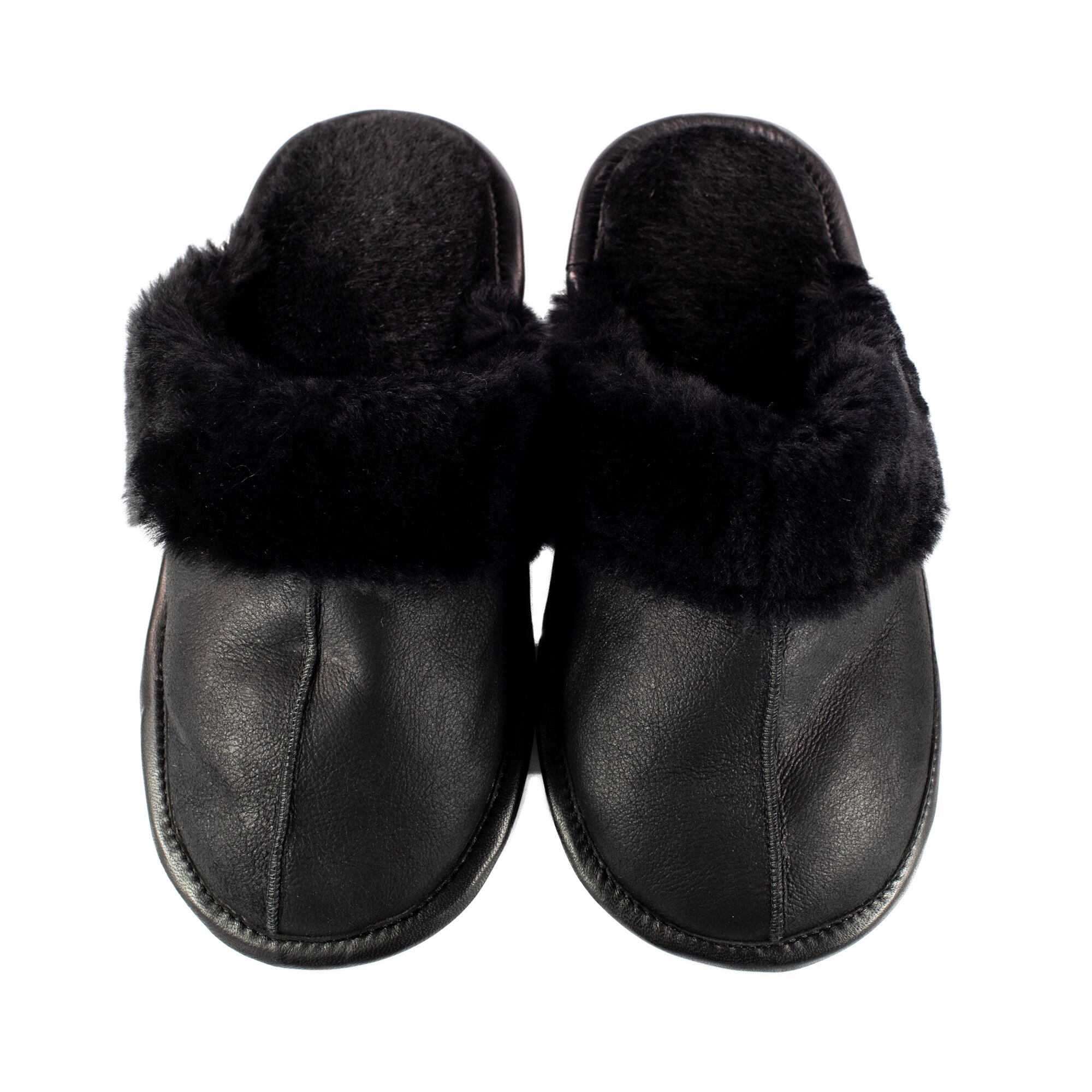 Papuci de din blana naturala de miel, confortabila, model pentru barbati, marimea 41, Negru - eMAG.ro