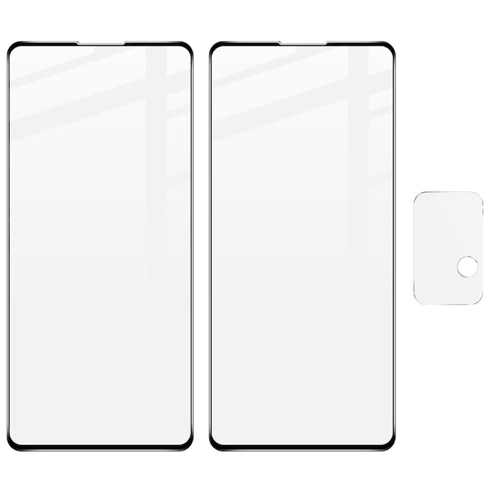 Bizon Glass Edge Samsung Galaxy A52s 5G / A52 4G/5G 2 db képernyőfólia és kamerafólia készlet, üveg, 7H, átlátszó / fekete