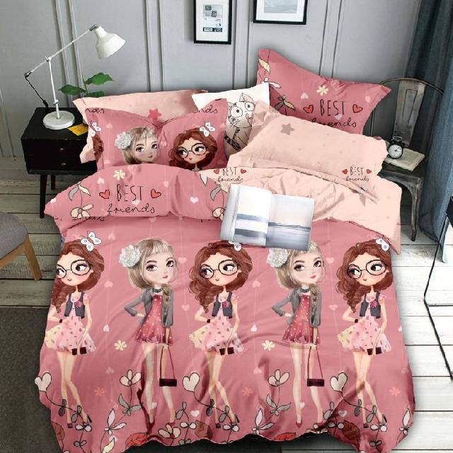 Lenjerie 6 piese din Bumbac Finet, model Best Friends, 235 x 240