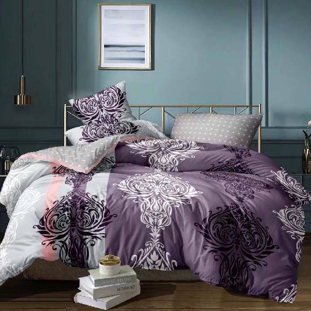 Lenjerie 6 piese din Bumbac Finet, model Clasic mauve 235 x 240