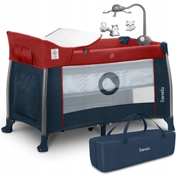 Patut pliant cu doua nivele Lionelo Thomi Burgundy Cu carusel, Masuta de infasat din metal, Poliester, 120x60 cm, Rosu Patut pliant cu doua nivele Lionelo Thomi Burgundy Cu carusel, Masuta de infasat din metal, Poliester, 120x60 cm, Rosu