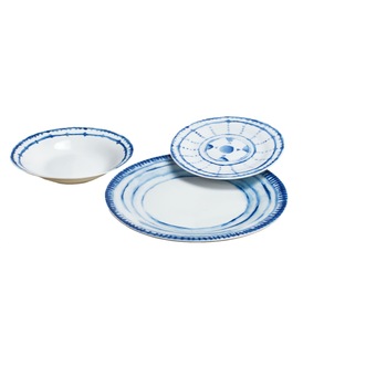 Set farfurii, portelan, alb, albastru, 18 piese, compatibilitate masina de spalat vase si cuptor cu microunde, design elegant Set farfurii, portelan, alb, albastru, 18 piese, compatibilitate masina de spalat vase si cuptor cu microunde, design elegant