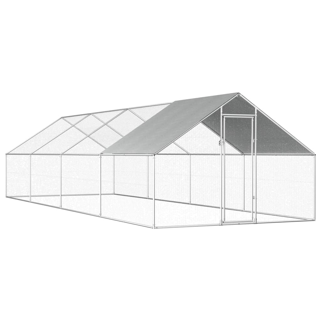 Cotet de pasari pentru exterior, 2,75x8x1,92m, otel galvanizat