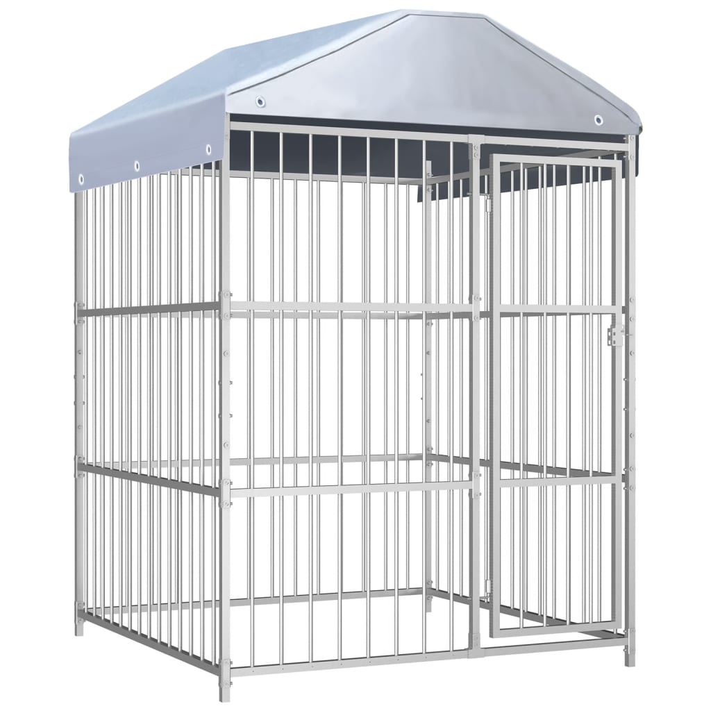 Padoc de exterior cu acoperis pentru caini, 150x150x200 cm