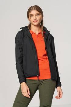 Jack Wolfskin, Jacheta usoara cu finisaj impermeabil si rezistenta la vant Wolfpack, Negru, S Jack Wolfskin, Jacheta usoara cu finisaj impermeabil si rezistenta la vant Wolfpack, Negru, S