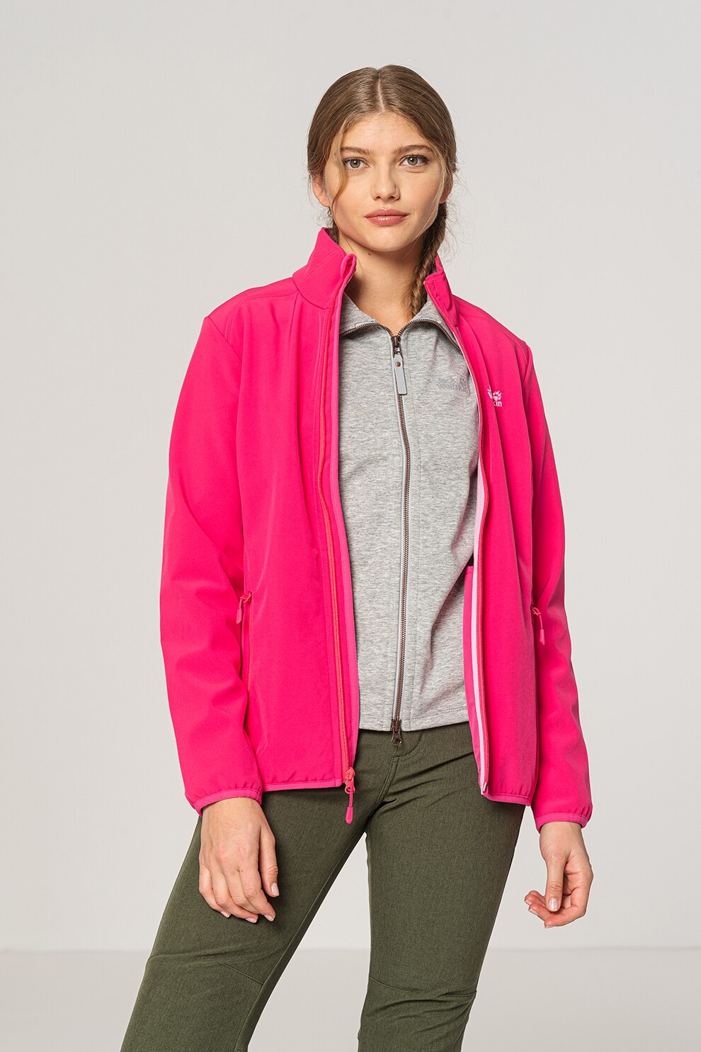 Jack Wolfskin, Jacheta rezistenta la vant pentru drumetii Northern Pass, Fucsia, S