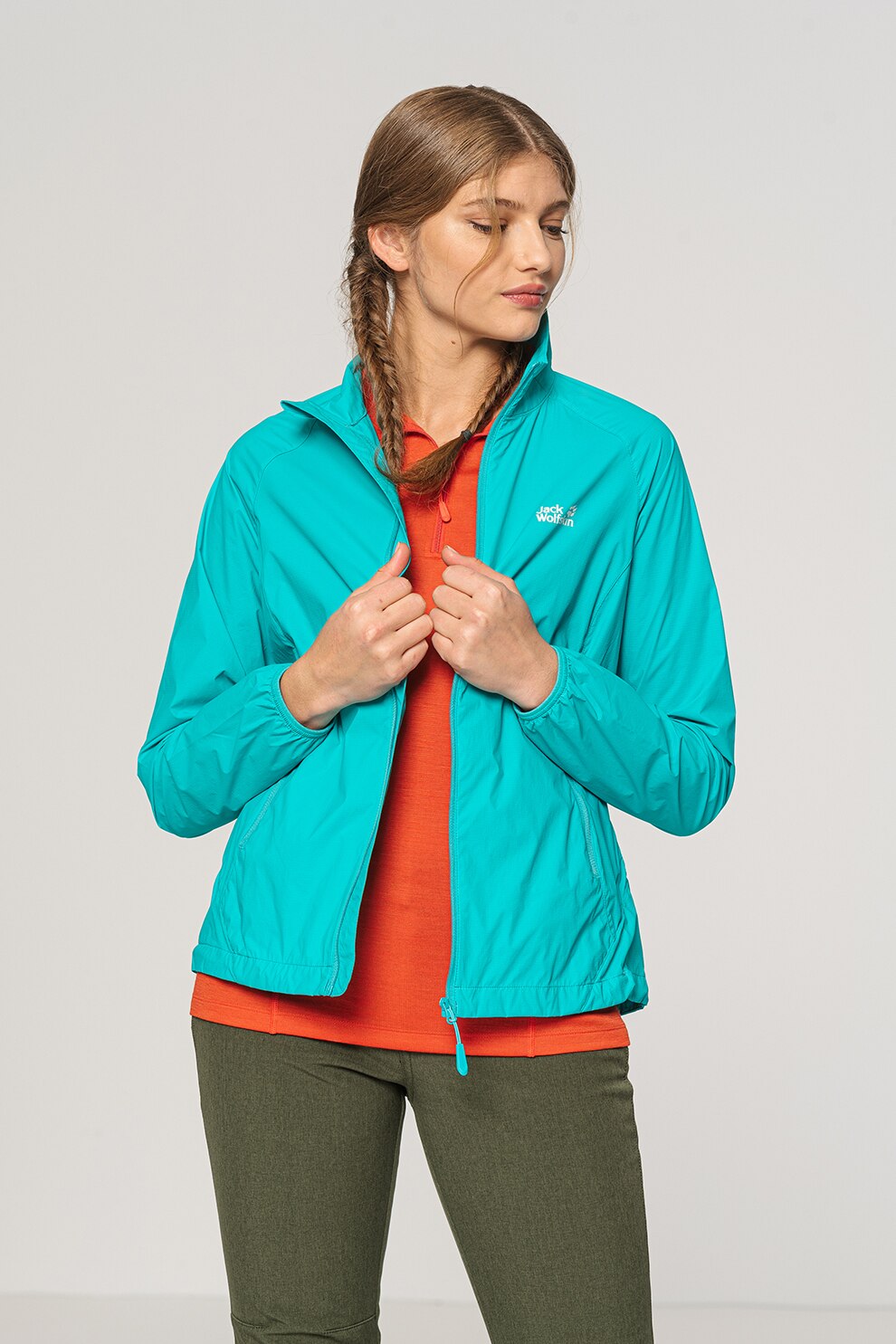 Jack Wolfskin, Jacheta rezistenta la vant, pentru drumetii Terra, Verde menta, S