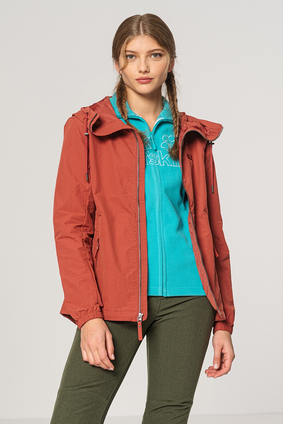 Jack Wolfskin, Jacheta usoara rezistenta la vant Lakeside, Rosu inchis