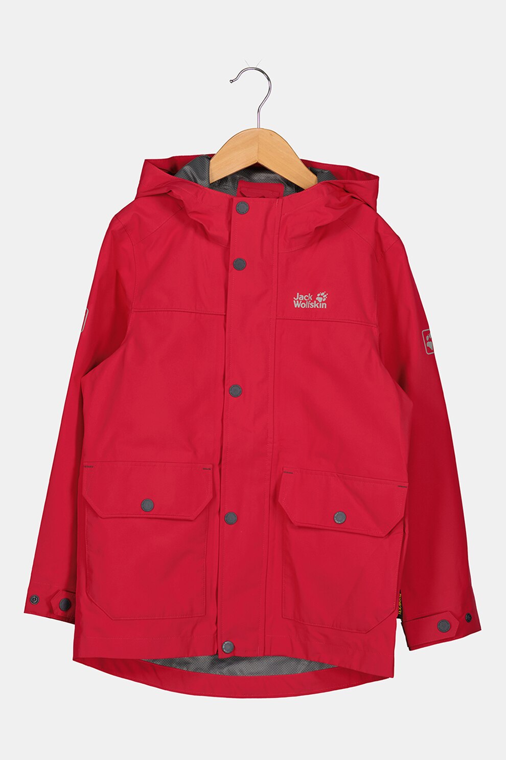 Jack Wolfskin, Jacheta usoara cu gluga si buzunare aplicate Banner, Fucsia, 128 CM