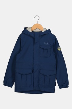Jack Wolfskin, Jacheta cu gluga si buzunare cu clapa Lakeside, Bleumarin, 128 CM Jack Wolfskin, Jacheta cu gluga si buzunare cu clapa Lakeside, Bleumarin, 128 CM