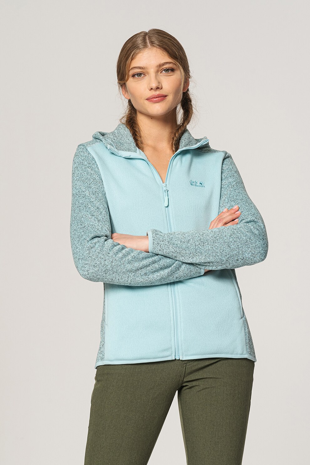 Jack Wolfskin, Hanorac cu fermoar pentru drumetii Elk, Bleu/Gri, S