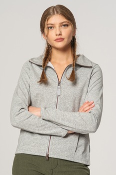 Jack Wolfskin, Bluza sport cu fermoar pentru drumetii Riverland, Gri melange, S Jack Wolfskin, Bluza sport cu fermoar pentru drumetii Riverland, Gri melange, S