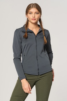 Jack Wolfskin, Bluza sport cu fermoar pentru drumetii Kiewa, Gri inchis, S Jack Wolfskin, Bluza sport cu fermoar pentru drumetii Kiewa, Gri inchis, S